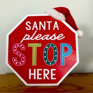 NWT ASHLAND OCTAGONAL W/SANTA HAT HOLIDAY/CHRISTMAS DECOR TABLE TOP/MANTLE SIGN.